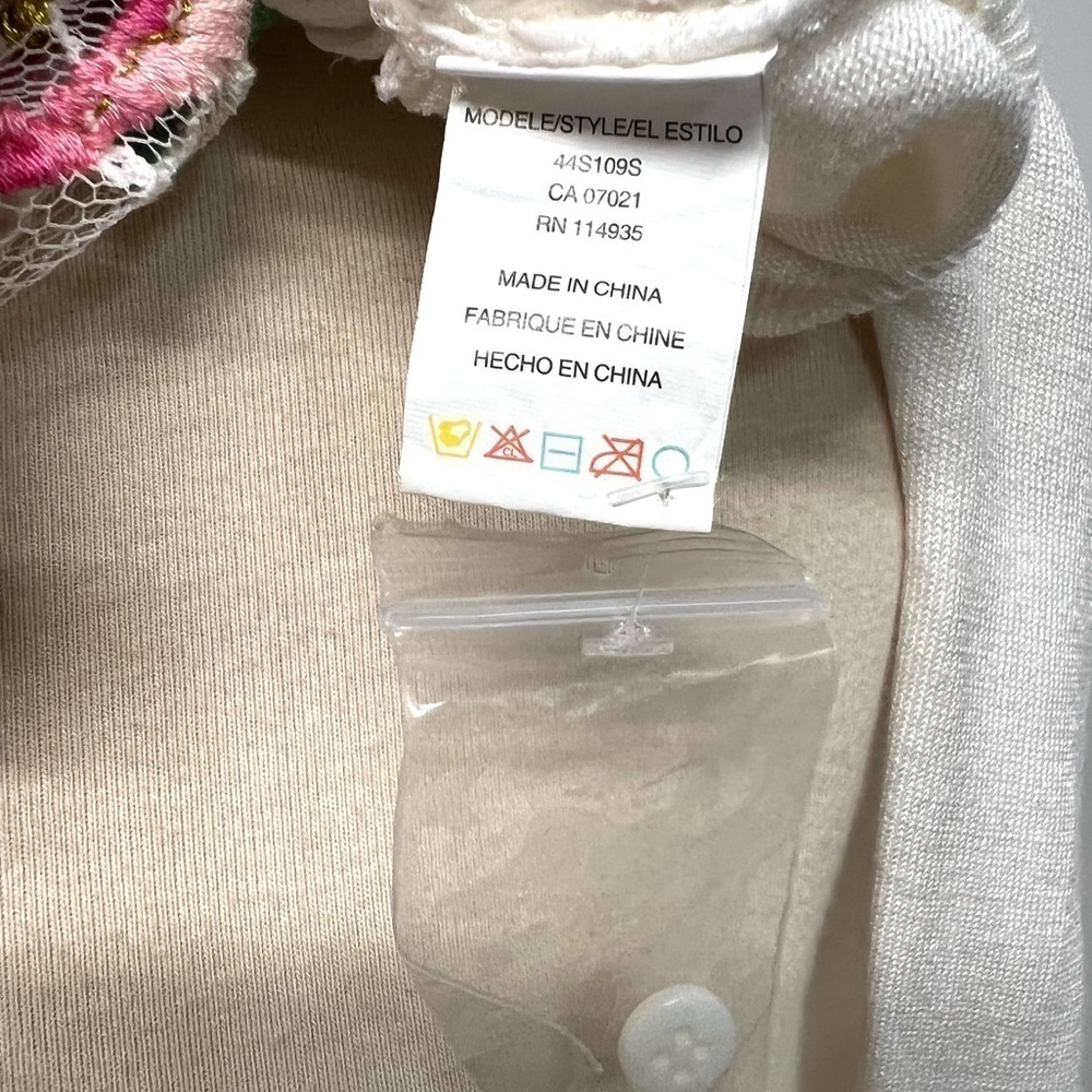 Agua Bendita White Embroidered Floral Lace Button Front Cardigan Sweater Large - Picture 11 of 14